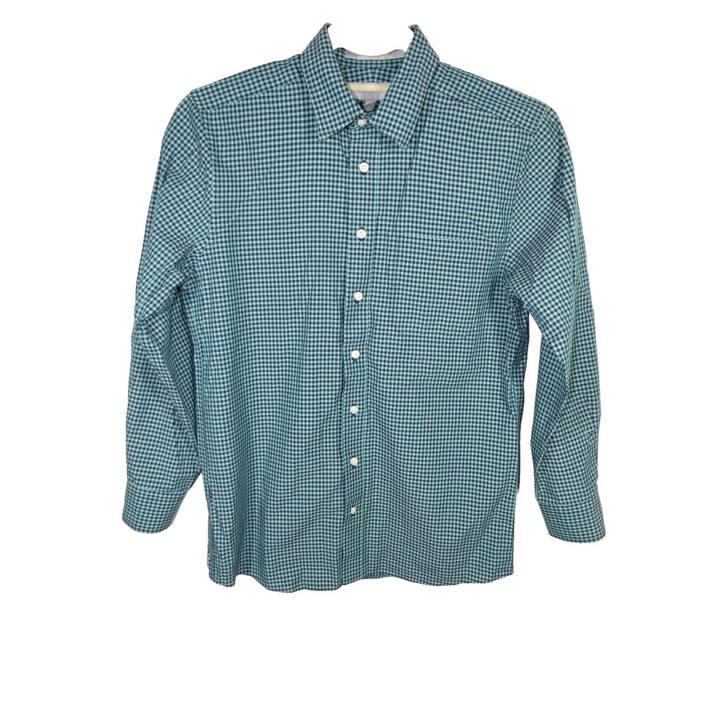 Nordstrom Men's Teal Gingham Cotton Button Up Long Sleeve Shirt XS-S